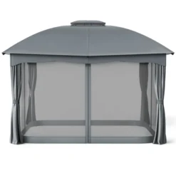 Tangkula 12' X 10' Patio Heavy Duty Steel Gazebo Canopy Double Vented Outdoor Gray -Tangkula GUEST 44d0c626 3f79 4217 b499 f31550619bf0