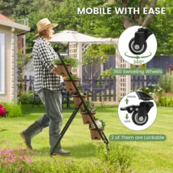 Tangkula 5-Layer Vertical Raised Garden Bed With Wheels Drainage Holes Freestanding Planter With Container Boxes Brown -Tangkula GUEST 44e42b87 34d0 4cff a64f b50fe07b5683