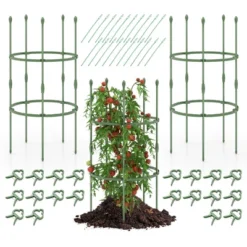 Tangkula 3-Pack Garden Tomato Trellis 40" Plant Support Cage W/ Adjustable Size For Plants -Tangkula GUEST 4517468a 6328 4a59 a401 f20b5af9f5f3