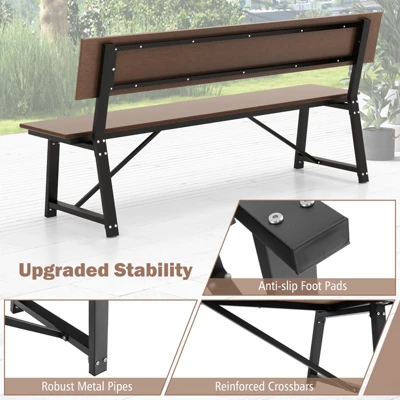 Tangkula Patio 4-Person Bench, 72 Inch Extra Long Bench W/ All-Weather HDPE Seat & Back, Heavy-Duty Metal Support For 1100 Lbs Max Load 8 Tangkula Patio 4-Person Bench, 72 Inch Extra Long Bench W/ All-Weather HDPE Seat & Back, Heavy-Duty Metal Support For 1100 Lbs Max Load - Image 6