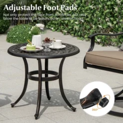 Tangkula Cast Aluminum Patio Table 24"Outdoor Round Side Table Anti-Rust Coffee Bistro Table -Tangkula GUEST 4560851f a9aa 429b 923d b41233822935