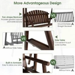 Tangkula 2 Person Wooden Garden Swing Bench Chair W/ Adjustable Cover For Garden Porch -Tangkula GUEST 45616a27 68ce 4cb9 b820 e270571d62c5