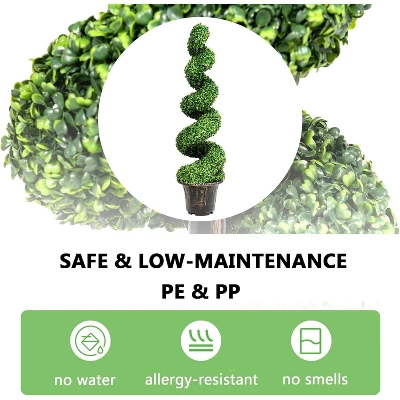 Tangkula 2 Pack Artificial Boxwood Spiral Tree 4-Ft Fake Greenery Plants With Plastic Flower Pot For Home Office Decoration 7 Tangkula 2 Pack Artificial Boxwood Spiral Tree 4-Ft Fake Greenery Plants With Plastic Flower Pot For Home Office Decoration - Image 5