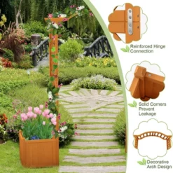 Tangkula Garden Arbor With Planter Wooden Planter Arch With Trellis Natural -Tangkula GUEST 45986e2a 9c08 42d9 bda5 f1b53df05f34
