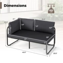 Tangkula Patio Loveseat W/ Removable Pillows & Seat Cushion Side Armrest Metal Frame -Tangkula GUEST 459bae96 b2c5 413b 9289 2b1693a33138