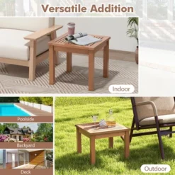 Tangkula 2PCS Outdoor Adirondack Side Table 18" Square End Table W/ Slatted Tabletop -Tangkula GUEST 45b507cc 7be5 4cc0 8435 d8f5f8538667