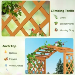 Tangkula Garden Arbor With Planter Wooden Planter Arch With Trellis Natural -Tangkula GUEST 45d56da3 df41 4abc bccd 0e7087f6e6ab