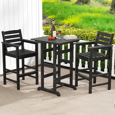 Tangkula Patio Bar Stools Set Of 4 Tall Adirondack Chair W/ Backrest Armrests & Footrests 4 Tangkula Patio Bar Stools Set Of 4 Tall Adirondack Chair W/ Backrest Armrests & Footrests - Image 2