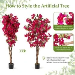 Tangkula 6 FT Artificial Bougainvillea Tree Tall Faux Pre-potted Tree W/ 910 Flowers -Tangkula GUEST 45ead4a2 1c40 4917 b581 9e62991a3f4f 1