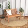 Tangkula Patio Wood Bench 2-Seat Outdoor Bench W/ Cozy Armrests & Backrest -Tangkula GUEST 462fc7e6 29a3 4092 ad95 955378929273