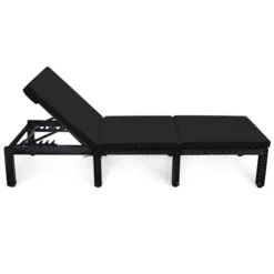 Tangkula Adjustable Rattan Patio Chaise Lounge Chair Couch W/ Black & Turquoise Cushion -Tangkula GUEST 462fe597 52e6 4341 a242 ca6ff8fef74f