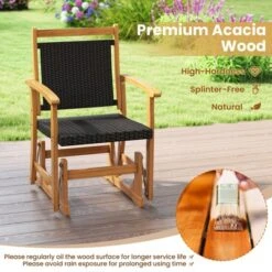 Tangkula 2PCS Patio Rattan Glider Chair W/ Acacia Wood Frame & Wicker Seat Back Armrests -Tangkula GUEST 4664d77b b267 4654 a3d4 a27e2c75e4f0 1