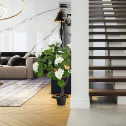 Tangkula 2 Pack Artificial Hydrangea Tree Fake Floral Plant W/ 11 White Flowers -Tangkula GUEST 46a51c77 0c6a 4fe4 867b 22bc4b6221c9