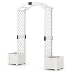 Tangkula Garden Arbor W/ Planter Wooden Planter Arch W/ Trellis White -Tangkula GUEST 46b35c25 5b2a 43ad 8853 fb7113bfc010