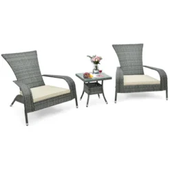 Tangkula 3-Piece Wicker Adirondack Set Ergonomic Oversized Rattan Chairs W/ Coffee Table Comfy Seat Cushions -Tangkula GUEST 470f9032 9ad7 46f4 bfe4 38e94d2d7642