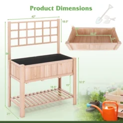 Tangkula Raised Garden Bed With Trellis 48x23x63 Inch Elevated Planter Box With Bed Liner Bottom Storage Shelf -Tangkula GUEST 476e0a5f ac97 4d7a 9159 c0e60f02dd30