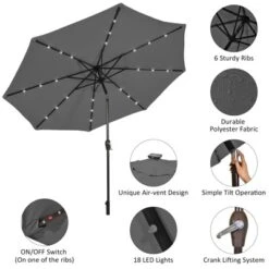 Tangkula 10FT Solar Umbrella LED Market Steel Tilt W/ Crank Patio -Tangkula GUEST 47e1e624 9370 4c6e 8323 63936722886e