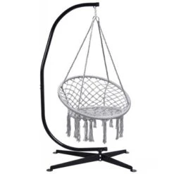 Tangkula Hammock Chair Hanging Cotton Rope Macrame Swing Chair W/ Stand Gray 15 Tangkula Hammock Chair Hanging Cotton Rope Macrame Swing Chair W/ Stand Gray -Tangkula GUEST 481457ef c4ae 4029 a7e0 ce0f639487ba