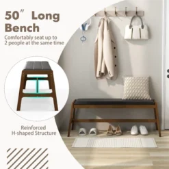 Tangkula 1pc/2pcs Solid Wood Dining Bench 50" Upholstered Entryway Bench W/ Padded Seat & Rubber Wood Frame Rectangular Ottoman Bench -Tangkula GUEST 4820421e 7f13 488f 8700 e02a10b012ae