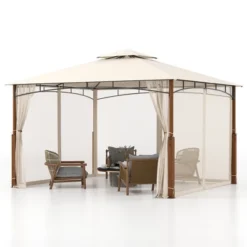 Tangkula 12' X 10' Outdoor Patio Gazebo W/ Netting 2-Tier Canopy Roof Metal Frame -Tangkula GUEST 48a3f9d0 1cf4 4331 9fad 94dce3a26c58