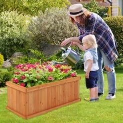 Tangkula Raised Garden Bed Fir Wood Rectangle Planter Box With Drainage Holes Detachable Base Plate Raised Patio Planter Kit Box -Tangkula GUEST 48df8919 d29a 4338 bb44 30f7d4e73ba8