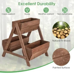 Tangkula Vertical Raised Garden Bed Wood Tiered Stand W/ 3 Planter Containers Drainage Holes For Herbs Growing 21” X 8” X 8.5”/40” X 10” X 8.5” -Tangkula GUEST 48ea2af7 4238 4c57 8500 b6471ea32578