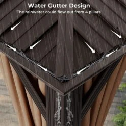 Tangkula 12' X 16' Double-Roof Hardtop Gazebo With Galvanized Steel Roof Netting Outdoor -Tangkula GUEST 4925aa10 b386 4fb1 9fca 7a191f945f7a