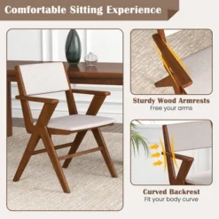 Tangkula Wooden Dining Chair Set Of 4 W/ Rubber Wood Frame Padded Seat & Back Armrests -Tangkula GUEST 493283b4 9f35 457b 8516 22c2255ea78b