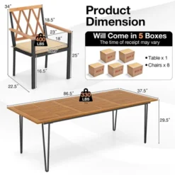 Tangkula 9 PCS Patio Dining Set W/ 8 Chairs Acacia Wood Table Top Umbrella Hole For Yard -Tangkula GUEST 4948b024 0f43 4eab b515 d5bdd604112a