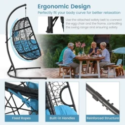 Tangkula Hanging Hammock Chair Egg Swing Chair W/ Blue Cushion Pillow Stand 13 Tangkula Hanging Hammock Chair Egg Swing Chair W/ Blue Cushion Pillow Stand -Tangkula GUEST 495eeed5 0ce0 44c4 8a77 d5ff1f529b03