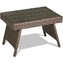 Tangkula Outdoor Wicker Table Patio Rattan Coffee Table Side Table Steel Frame -Tangkula GUEST 496becac f6fb 4e50 883c e77c896bf5d6