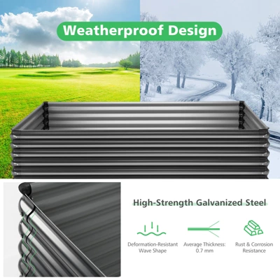 Tangkula Galvanized Metal Raised Garden Bed 71" x 20.5" x 43.5" Large Outdoor Raised Planter Box For Vegetable Flower Fruit Herb Garden 7 Tangkula Galvanized Metal Raised Garden Bed 71" x 20.5" x 43.5" Large Outdoor Raised Planter Box For Vegetable Flower Fruit Herb Garden - Image 5