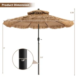 Tangkula 9 Ft Outdoor Tiki Umbrella Double-Roof Hawaii Style Umbrella W/ Tilt Mechanism & Hand Crank 9-Tier Endothermic Straw 8 Sturdy Steel Ribs -Tangkula GUEST 4975d5b6 14e3 421d a559 c4c57d08391f