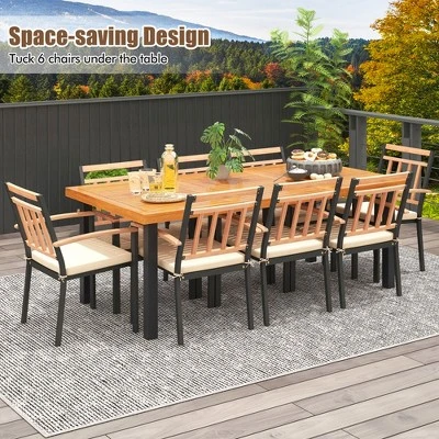Tangkula 9 PCS Patio Dining Set W/ Soft Cushions And 1.9" Umbrella Hole For Garden 4 Tangkula 9 PCS Patio Dining Set W/ Soft Cushions And 1.9" Umbrella Hole For Garden - Image 2