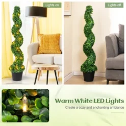 Tangkula 47" Pre-Lit Artificial Boxwood Spiral Topiary Tree Set Of 2 W/ 100 LED Lights 16 Tangkula 47" Pre-Lit Artificial Boxwood Spiral Topiary Tree Set Of 2 W/ 100 LED Lights -Tangkula GUEST 49bf06c1 91dd 4f7a aa8b 607c8dfc5df5
