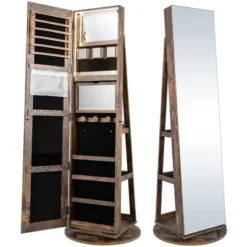 Tangkula Rotating Mirrored Jewelry Cabinet With Mirror Storage Shelves -Tangkula GUEST 4a05ec12 ebc6 4b38 8e0c b8e25734a1e8