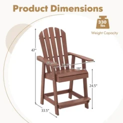 Tangkula 2 PCS Tall Adirondack Chair HDPE Outdoor Bar Stools With Armrests 4.5” Wide Footrest Patio Adirondack Barstools Balcony Chairs Brown -Tangkula GUEST 4a1dc3ad 7180 44f4 8f74 8e676965ec6b