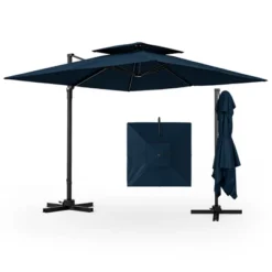 Tangkula Patio 9.5FT Square Cantilever Offset Umbrella Double Vented 360° Heavy Duty -Tangkula GUEST 4a40511e 71ac 421a b43f 5c63853e9e3b