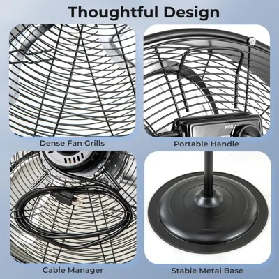 Tangkula 20" High Velocity Pedestal Fan W/3 Speeds 360 Degree Tilt & Adjustable Height 6 Tangkula 20" High Velocity Pedestal Fan W/3 Speeds 360 Degree Tilt & Adjustable Height - Image 4