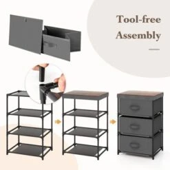 Tangkula 1pc/2pcs Dresser With 3 Drawers, Fabric Storage Organizer Tower Unit Tall Nightstand Bedside Table With Removable Lid For Bedroom -Tangkula GUEST 4ae2e08b c567 49f6 855c ff067f8e5bdf