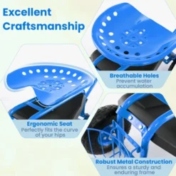 Tangkula Rolling Garden Cart Scooter W/ Adjustable Seat Storage Basket Tray Blue -Tangkula GUEST 4b3bf06a 31a4 4287 ba68 b7b77c20bb7c