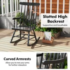 Tangkula 2PCS Wooden Rocking Chair Single Rocker Indoor Garden Patio Yard Black -Tangkula GUEST 4b5ba084 52f2 4df8 b141 034ad0fef976 1