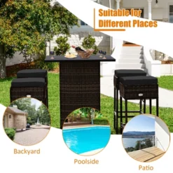Tangkula 5PCS Patio Rattan Bar Table Stool Set Hidden Storage Shelf Cushion Red Patio Black -Tangkula GUEST 4b8509ac 4d2e 42b6 a26b 2ff03999f980
