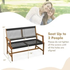 Tangkula Patio 2-Person Acacia Wood Bench All-Weather Rope Woven Outdoor Garden Natural 12 Tangkula Patio 2-Person Acacia Wood Bench All-Weather Rope Woven Outdoor Garden Natural -Tangkula GUEST 4b8be0ac cb0f 4335 9825 be6ee37b2056