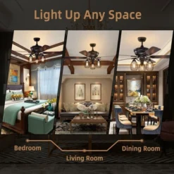 Tangkula 52" Ceiling Fan With Lights, 5 Iron Blades & 3 Cage Lights, Noise-Free Motor With Reversible Function -Tangkula GUEST 4bcaf03b ff7d 40f6 ba82 30ecadb36757