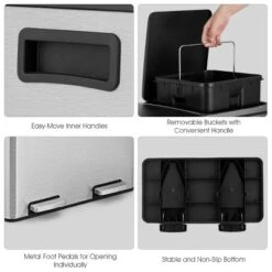 Tangkula 16 Gallon Stainless Steel Trash Garbage Can Double Bucket Pedal Bin -Tangkula GUEST 4befec7e a588 472a 9cda 287491c3348a