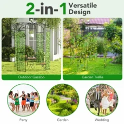 Tangkula Birdcage Shape Garden Arch 9.4 X 6.8FT Heavy Duty Arch Trellis With Hanging Hook For Climbing Plants -Tangkula GUEST 4c0f4008 9f9a 4803 b11b e59f376d85e9