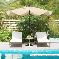 Tangkula 9 FT Patio Umbrella Outdoor Double Top Umbrella With Ruffled Edges Push Button Tilt Crank 8 Ribs Fade-resistant Market Umbrella Beige/Navy -Tangkula GUEST 4c1bc54f 641e 4457 820c fa22e9602b09