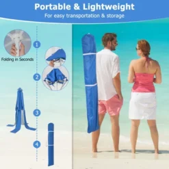 Tangkula Beach Canopy Tent Beach Cabana With Detachable Sidewall 5 Sandbags Carrying Bag UPF 50+ Protection Outdoor Beach Umbrella Shelter For Beach -Tangkula GUEST 4c78cff6 bb54 4340 bcf5 5ec2c010e0e4