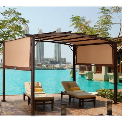 Tangkula 12' X 9' Pergola Kit Metal Frame Gazebo Canopy Cover Patio Shelter 4 Tangkula 12' X 9' Pergola Kit Metal Frame Gazebo Canopy Cover Patio Shelter - Image 2